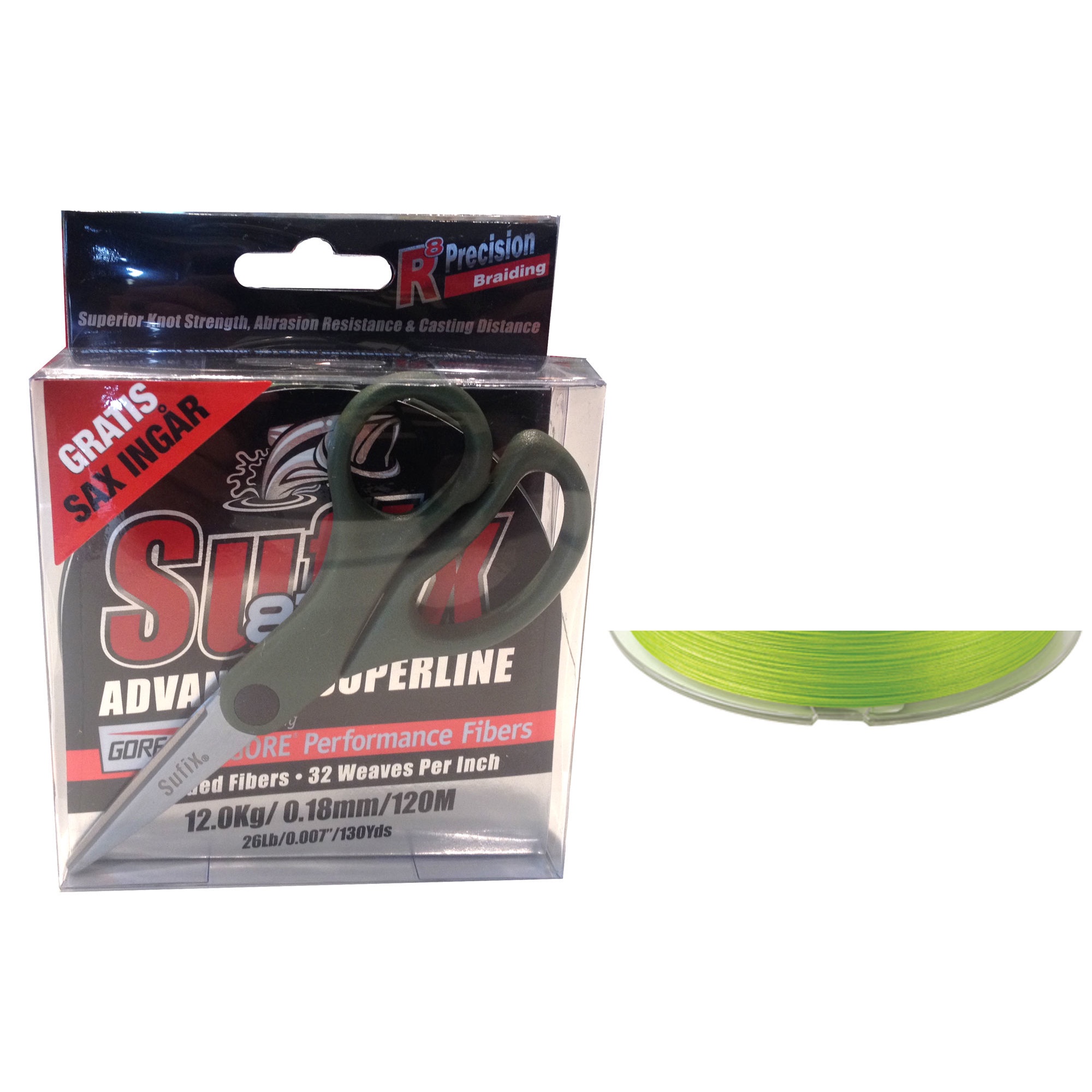 Sufix 832 Advanced Superline flätlina inkl. sax lime 0.200 mm x 120 m