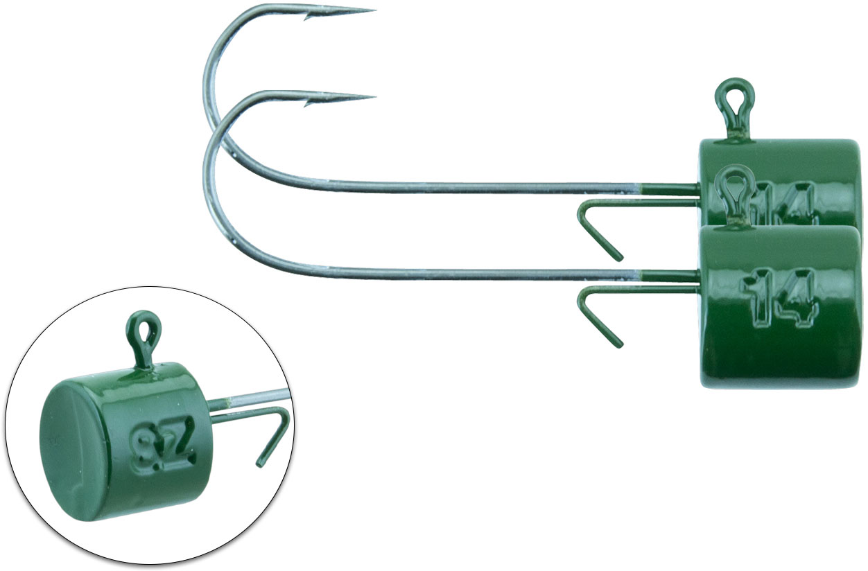 Svartzonker Ned Bismuth jiggskalle 14 g med 3/0 krok dark green 2-pack