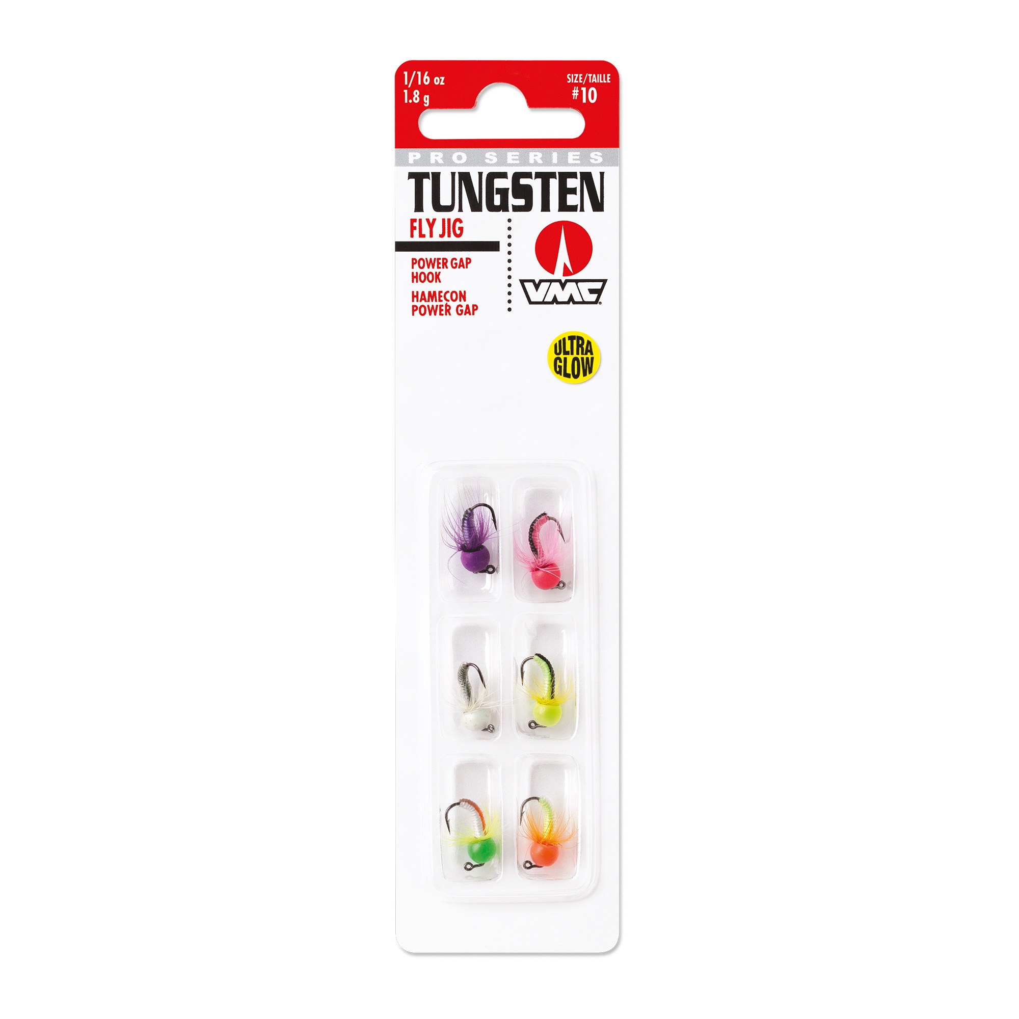 VMC Tungsten Fly Jig mormyska #12 [0.9 g] glow 6-pack