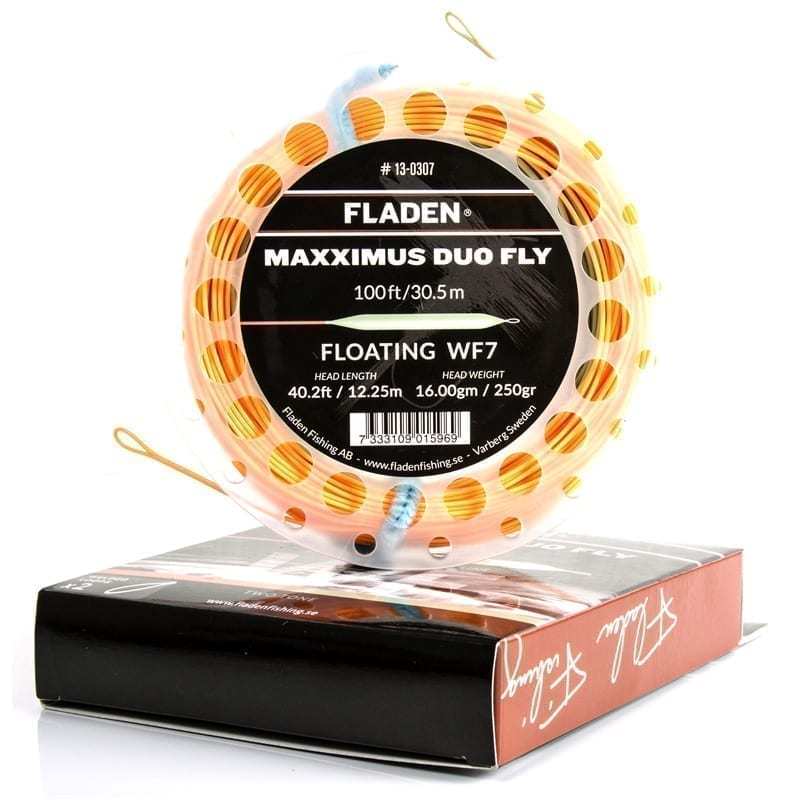 Fladen Maxximus Duo flytande fluglina med öglor orange/olivgrön 30 m WF7