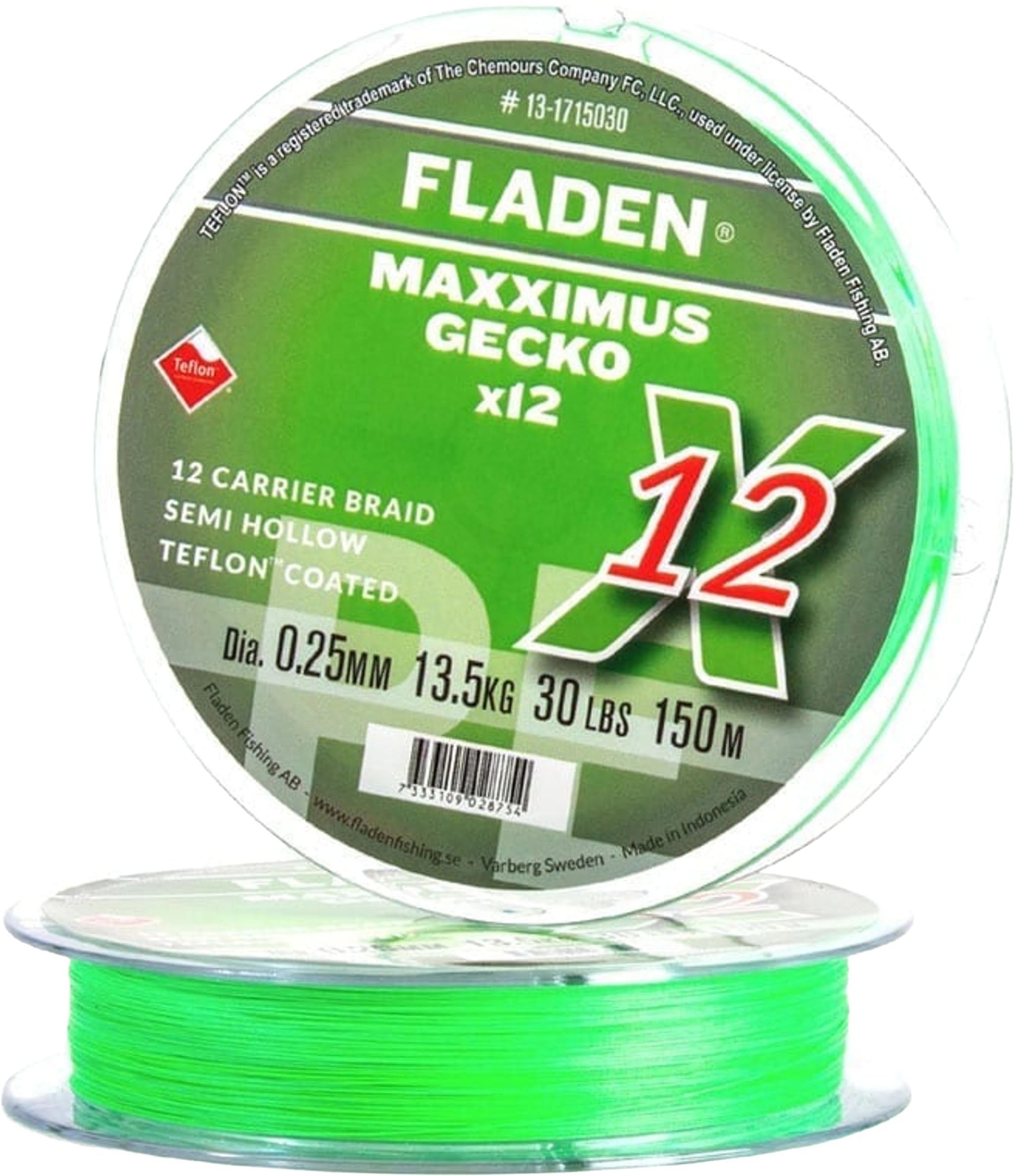 Fladen Maxximus Gecko X12 flätlina hi-vis green 0.480 mm x 150 m