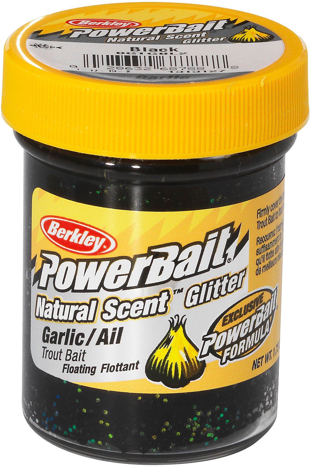 Berkley PowerBait Natural Glitter Trout Bait Garlic [50 g] black