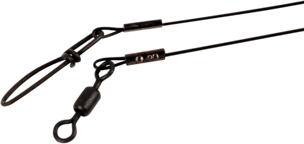 BFT Gäddtafs med nylonbestruken vajer med Crosslock beteslås och lekande 60 lb/27 kg svart 46 cm 2-pack