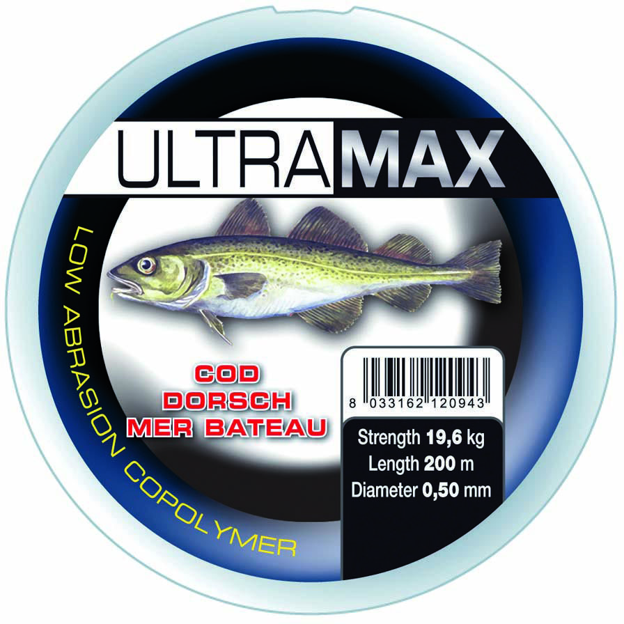 Okuma Ultramax Cod Monofilament-lina 41 lb/19.6 kg gul 0.500 mm x 245 m