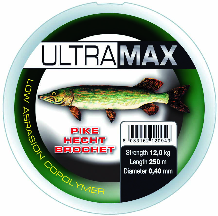 Okuma Ultramax Pike Monofilament-lina 19 lb/9.8 kg grön 0.350 mm x 500 m