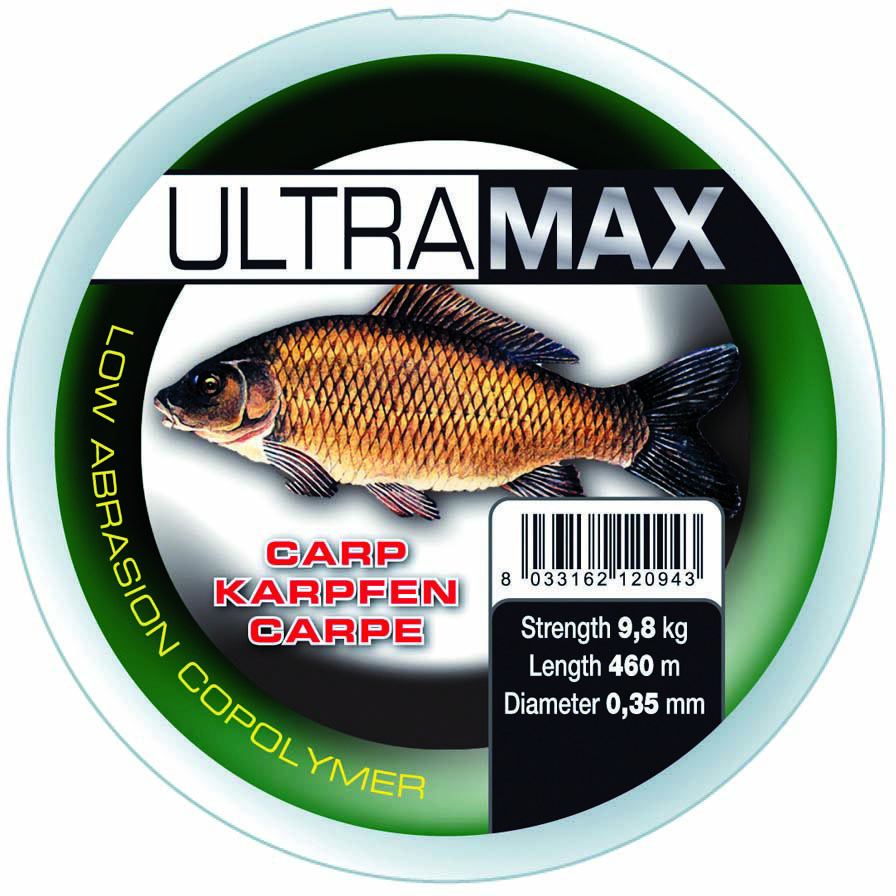 Okuma Ultramax Carp Monofilament-lina 26 lb/12 kg brun 0.400 mm x 385 m