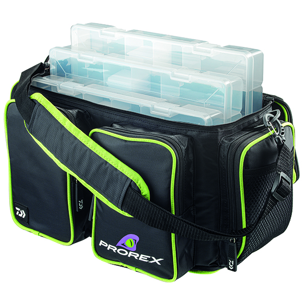 Daiwa Prorex Tackle betesväska large inkl. 4 st betesaskar [38 x 18 x 24 cm] svart