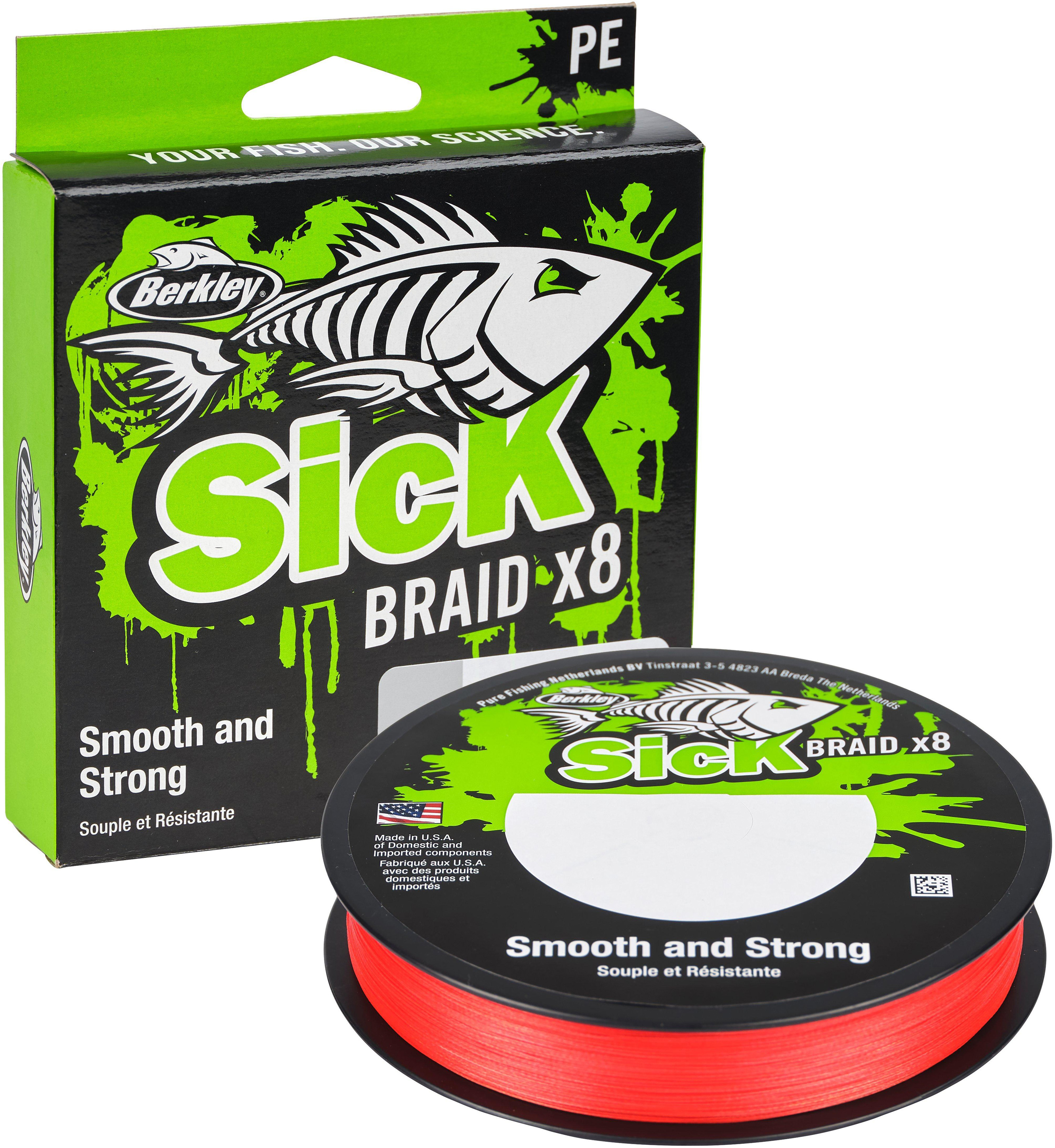 Berkley Sick Braid X8 flätlina röd 0.330 mm x 150 m