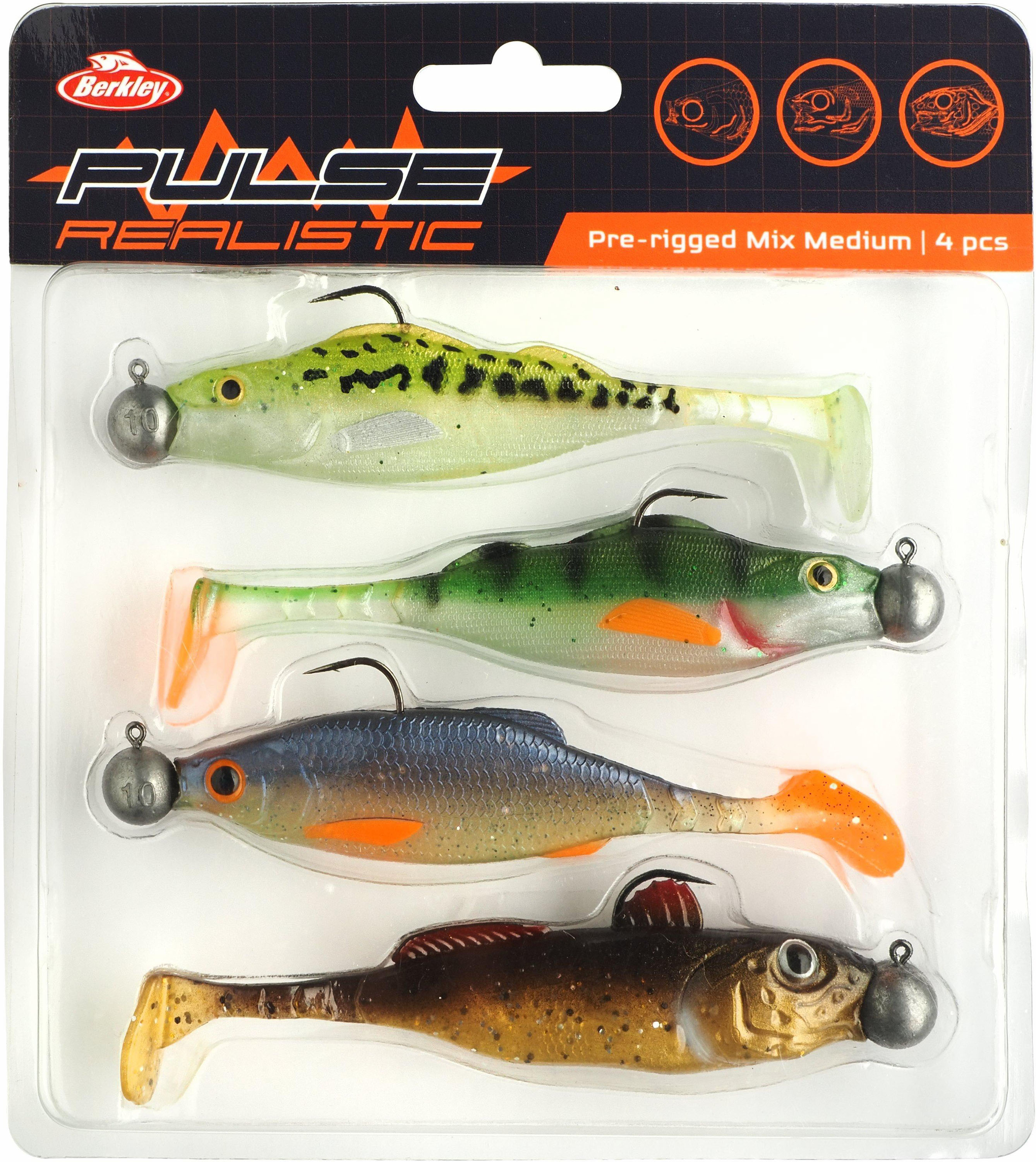 Berkley Pulse Realistic Mix pre-rigged jiggkit medium 4+4-pack