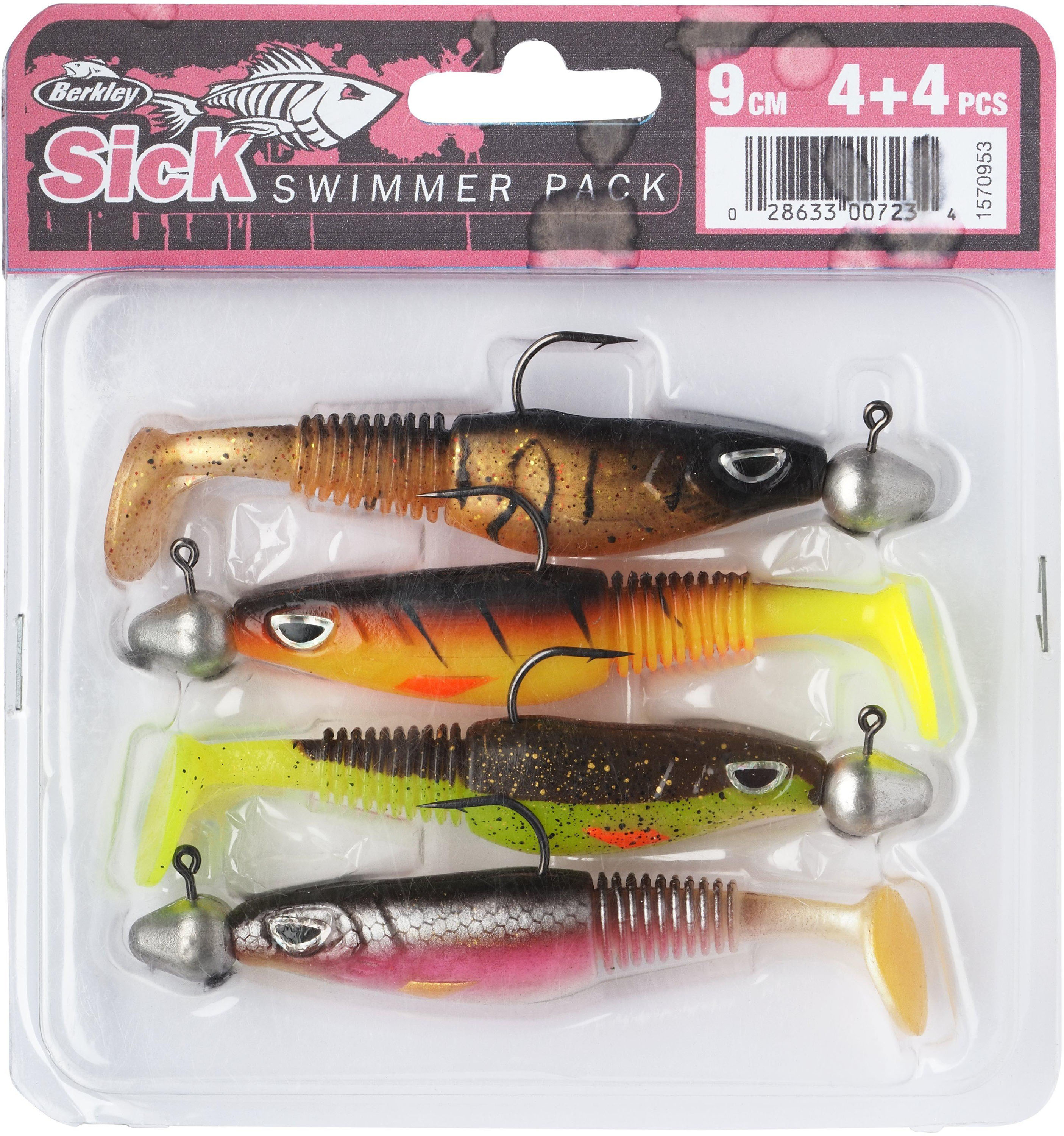 Berkley Sick Swimmer 9 cm pre-rigged bismuth jiggkit 4+4-pack