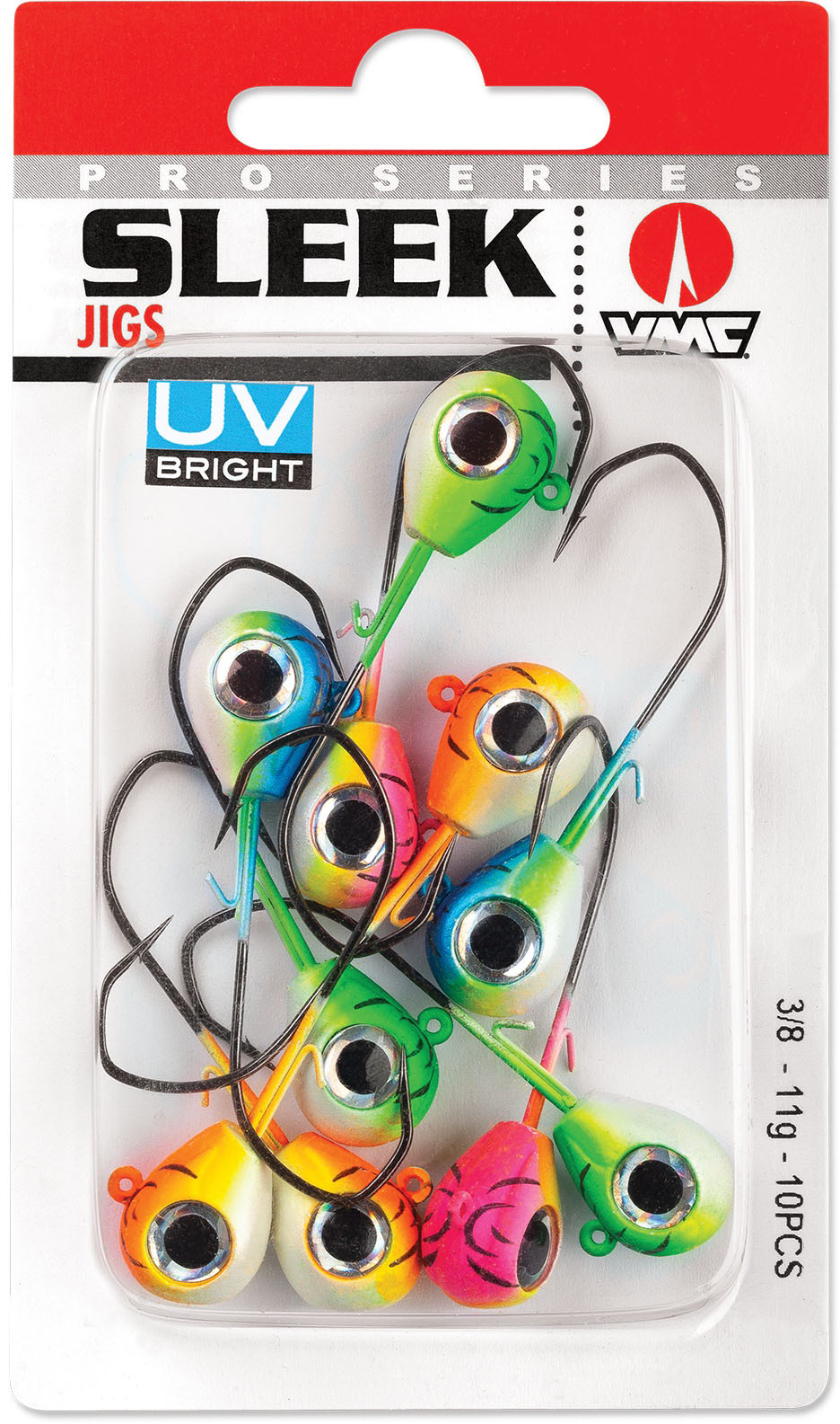 VMC Sleek Jig jiggskalle med #2/0 krok [7 g] assorted uv 10-pack