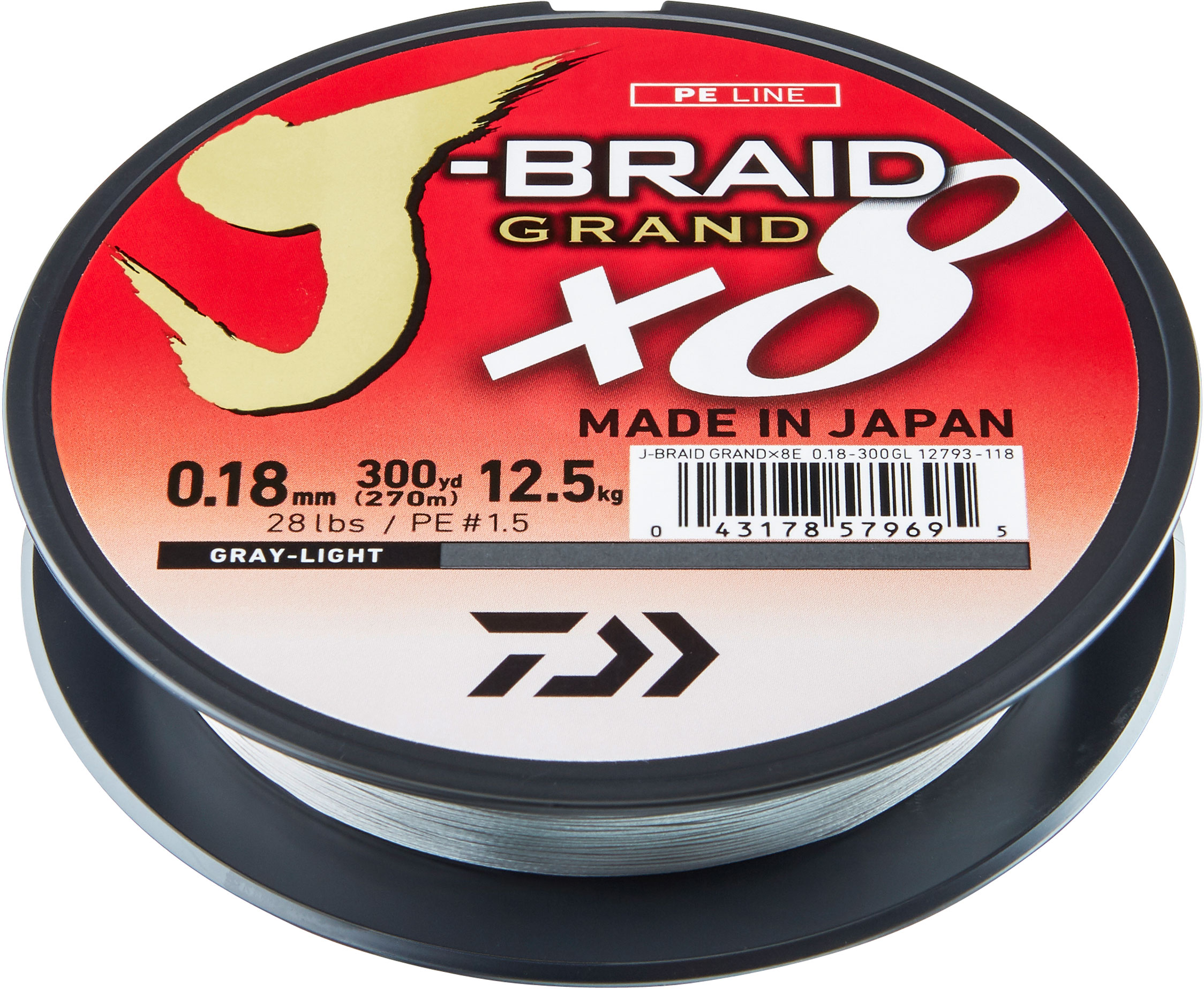 Daiwa J-Braid Grand X8 flätlina grey 0.240 mm x 135 m