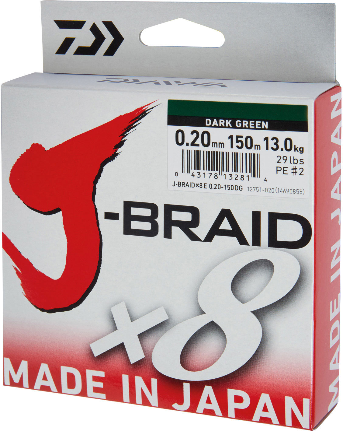Daiwa J-Braid X8 flätlina dark green 0.220 mm x 300 m