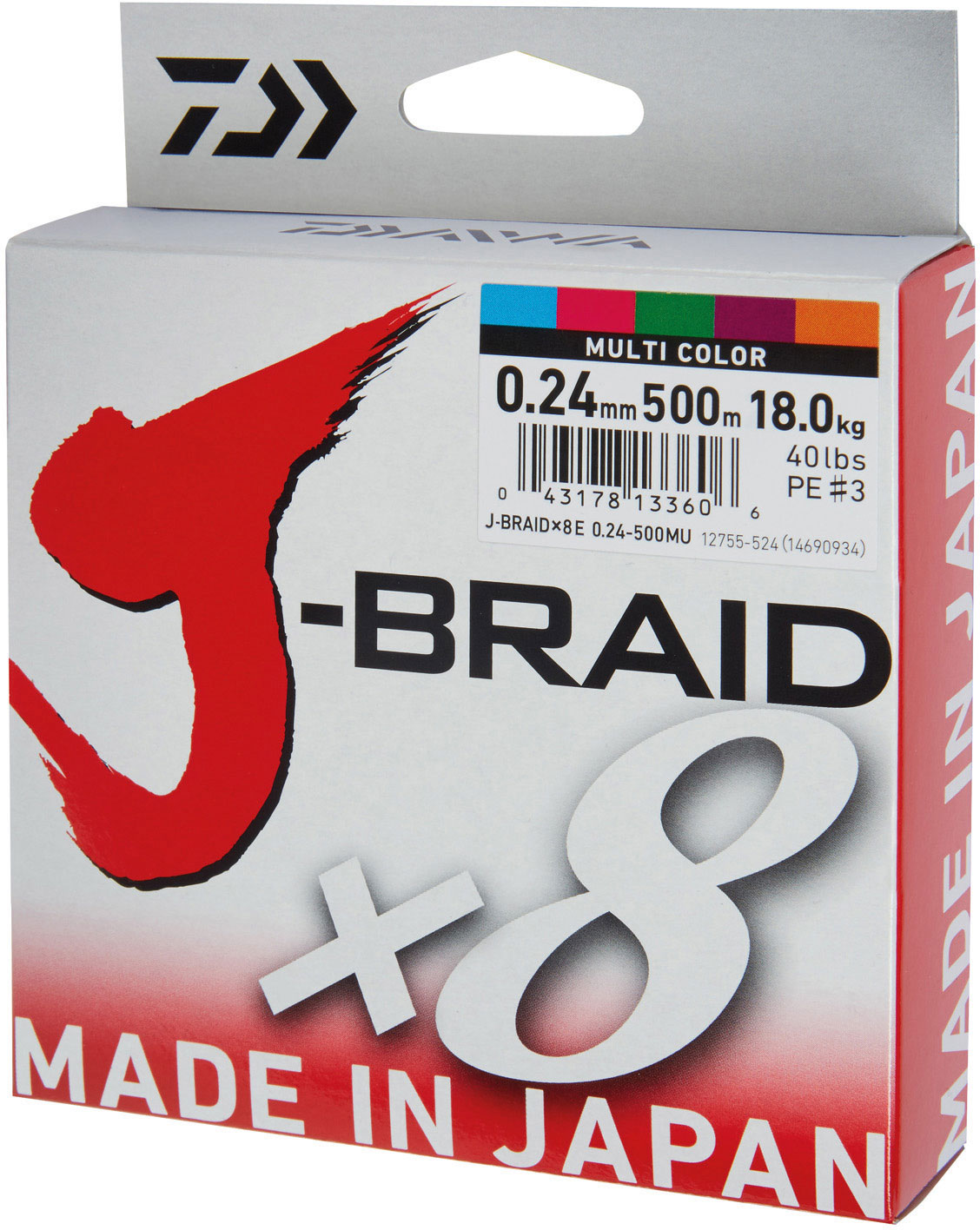 Daiwa J-Braid X8 flätlina multi color 0.280 mm x 300 m