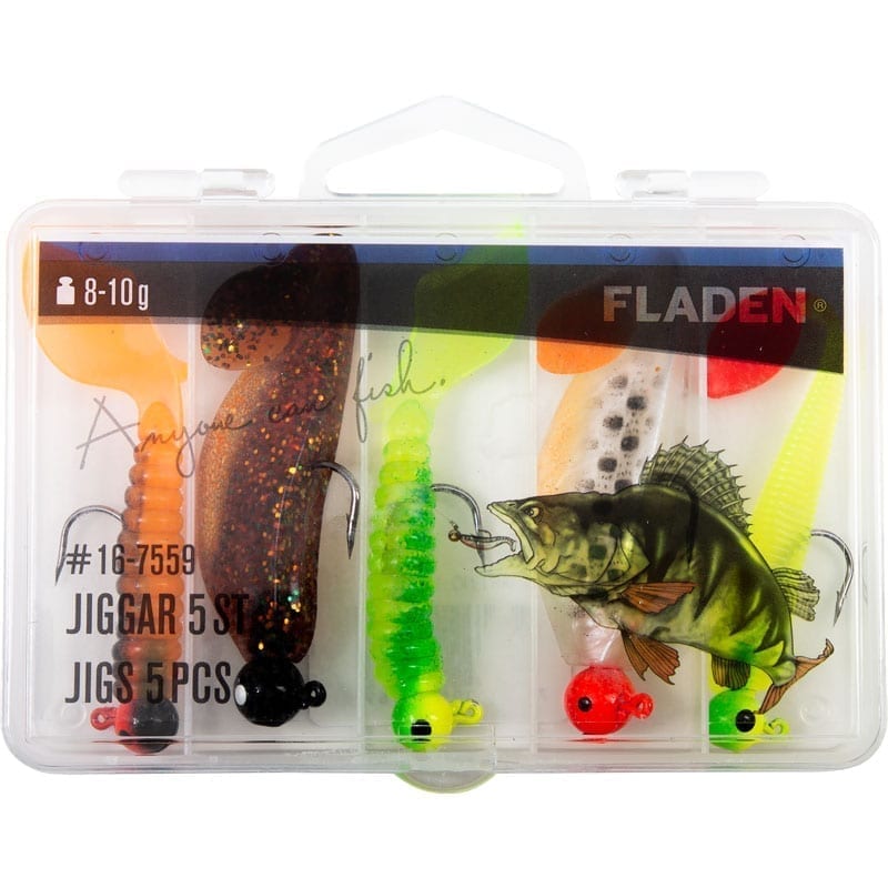Fladen Shad & Singletail jiggar Ready-To-Fish betesset [8-10 g] 5-pack