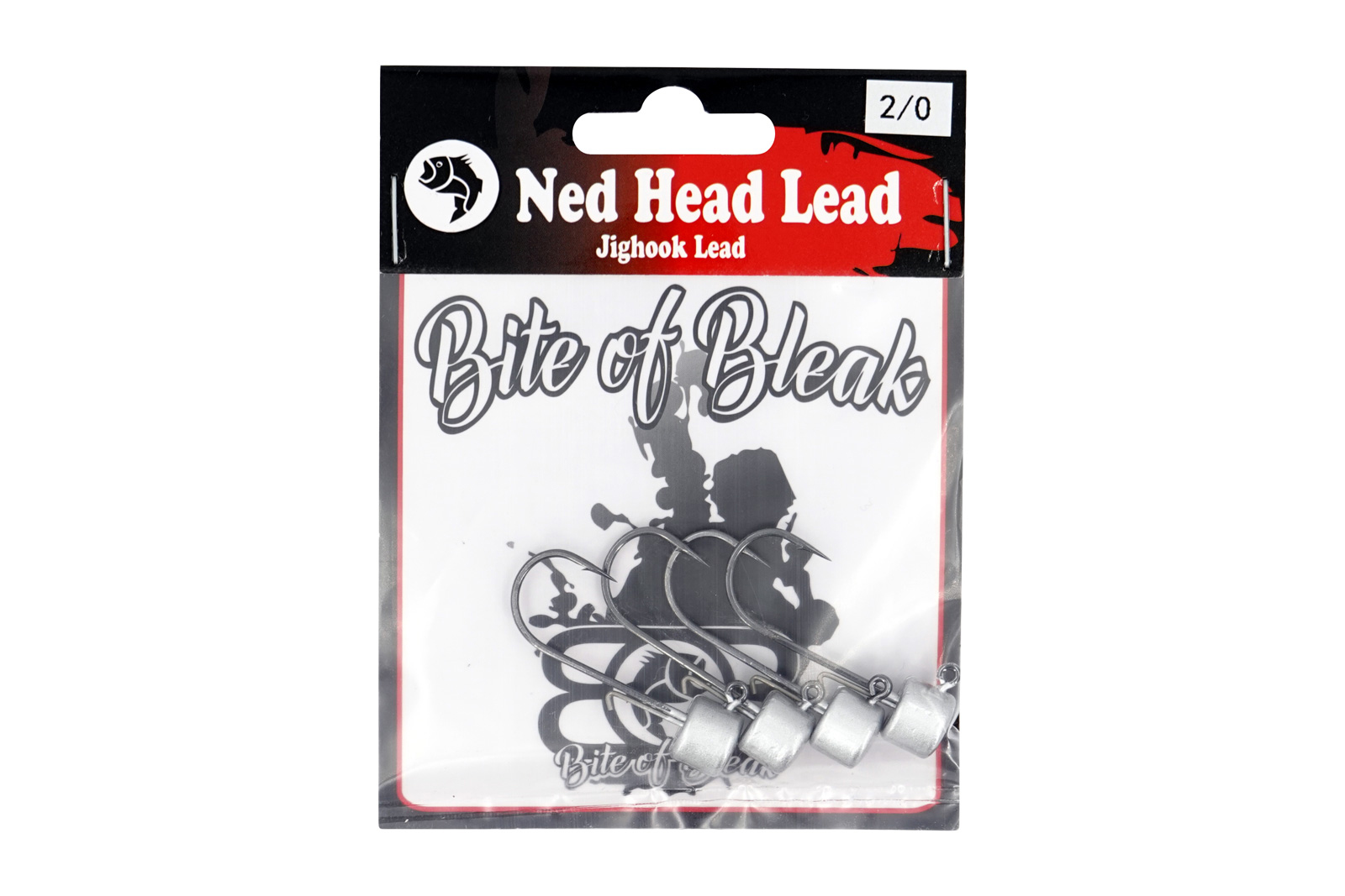 Bite of Bleak Ned Lead jiggskalle 3.5 g med 3/0 krok silver 4-pack