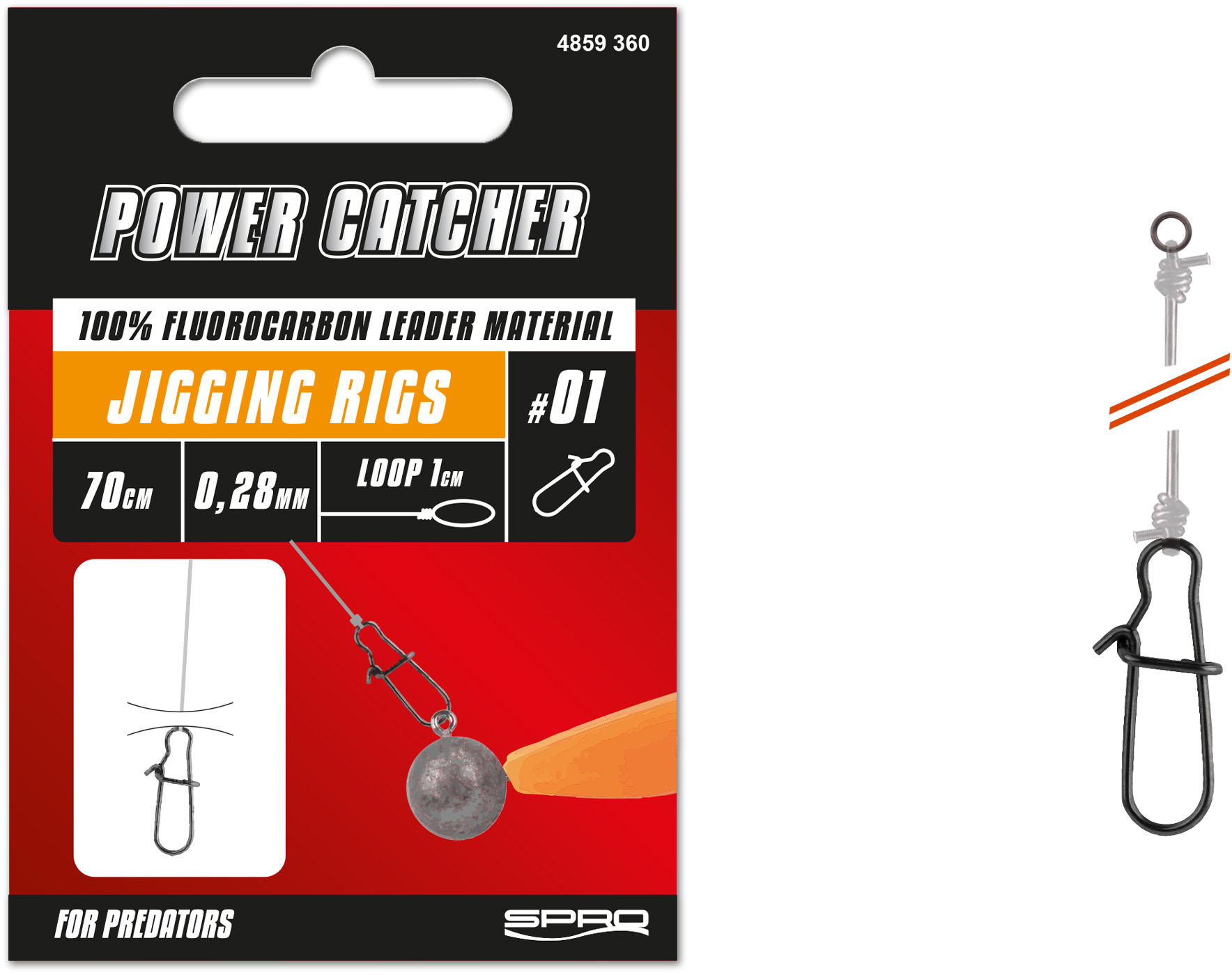 SPRO Power Catcher Jigging Rigs med #02 beteslås [0.35 mm x 70 cm] 3-pack