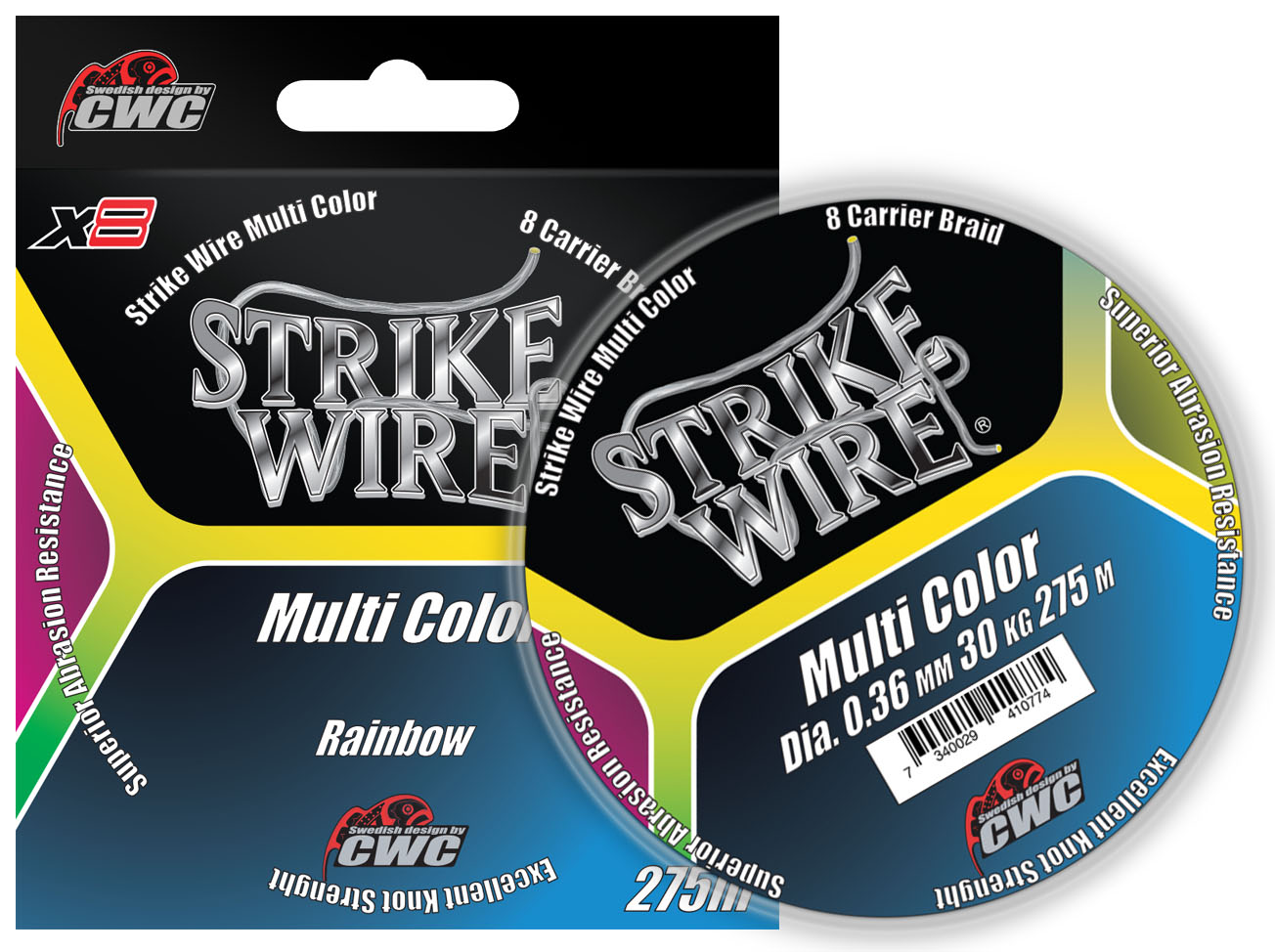 Strike Wire Muti Color X8 flätlina regnbåge 0.360 mm x 275 m
