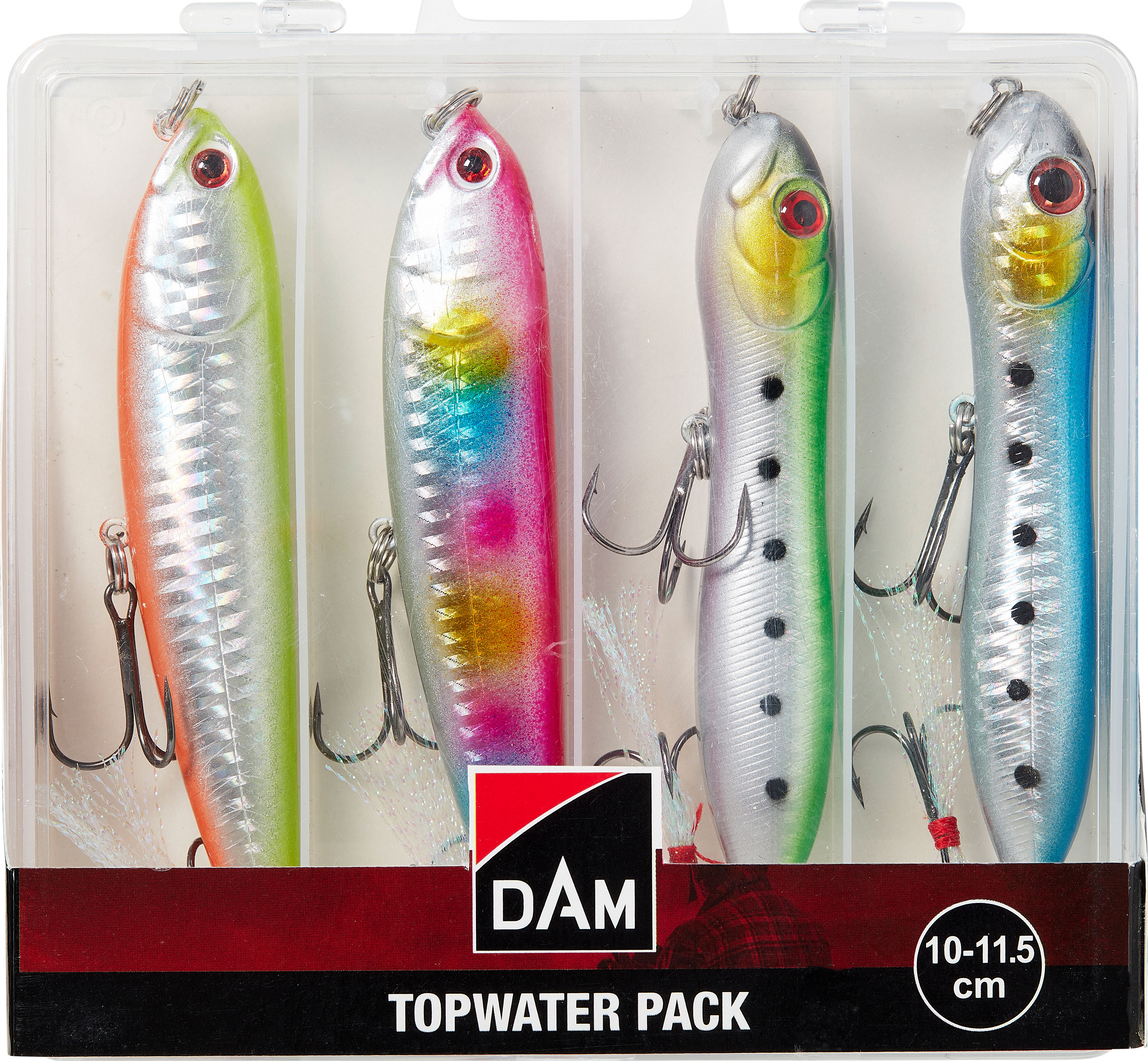 DAM Topwater betesset inkl. ask 10 & 11.5 cm [16.5 & 22.5 g] mixed 4-pack