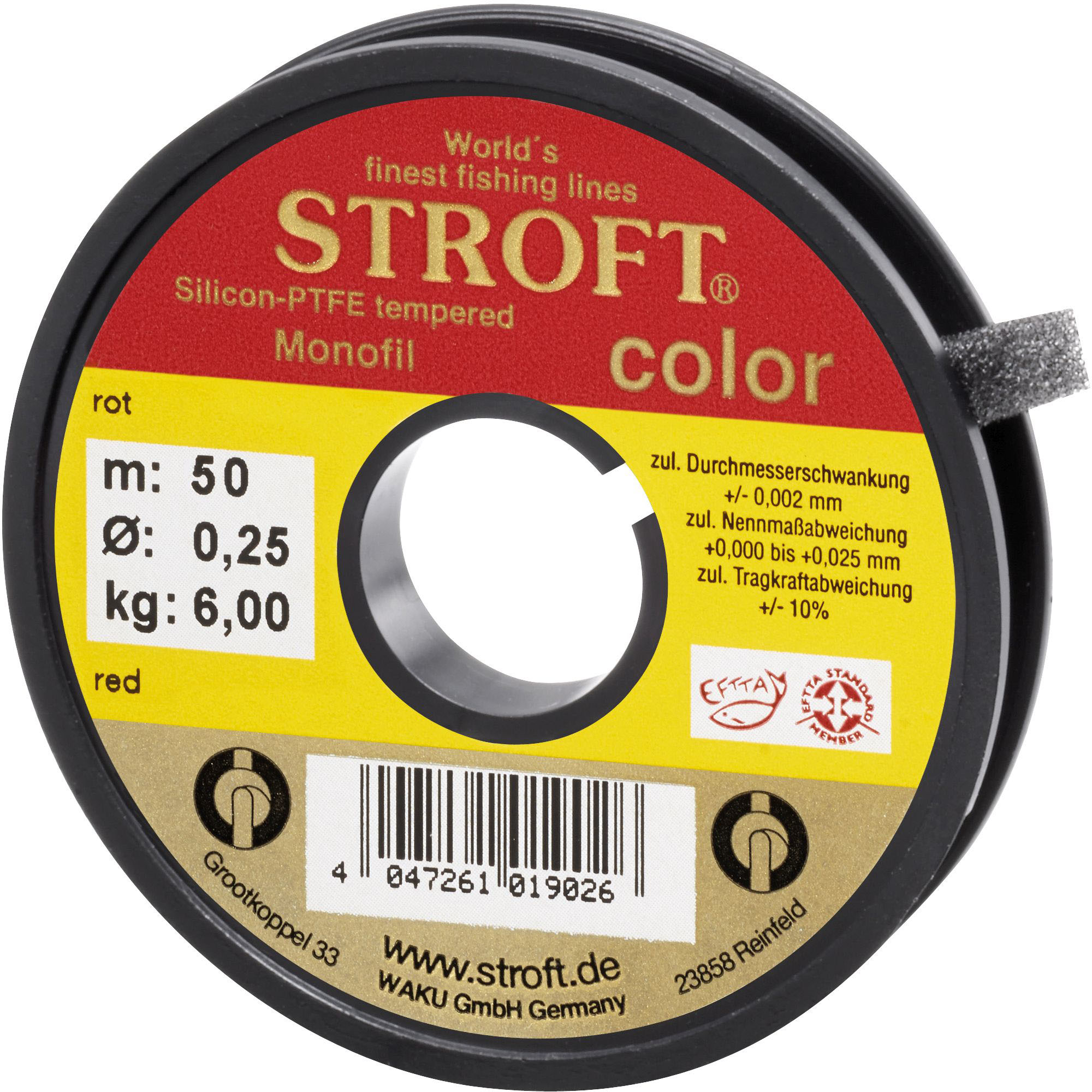 Stroft Color Monofilament-lina röd 0.300 mm x 50 m