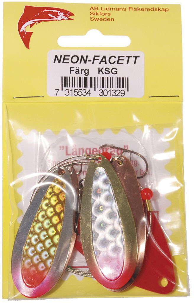 Lidmans Fiskeredskap Neon-Facett silver/guld/röd (KSG) 1-pack