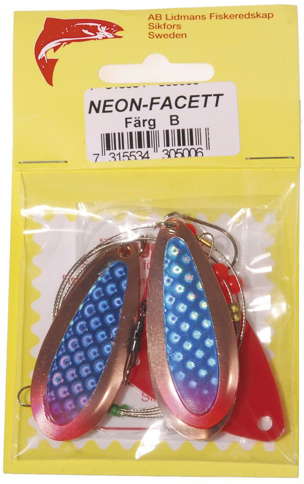 Lidmans Fiskeredskap Neon-Facett koppar/blå/röd (B) 1-pack