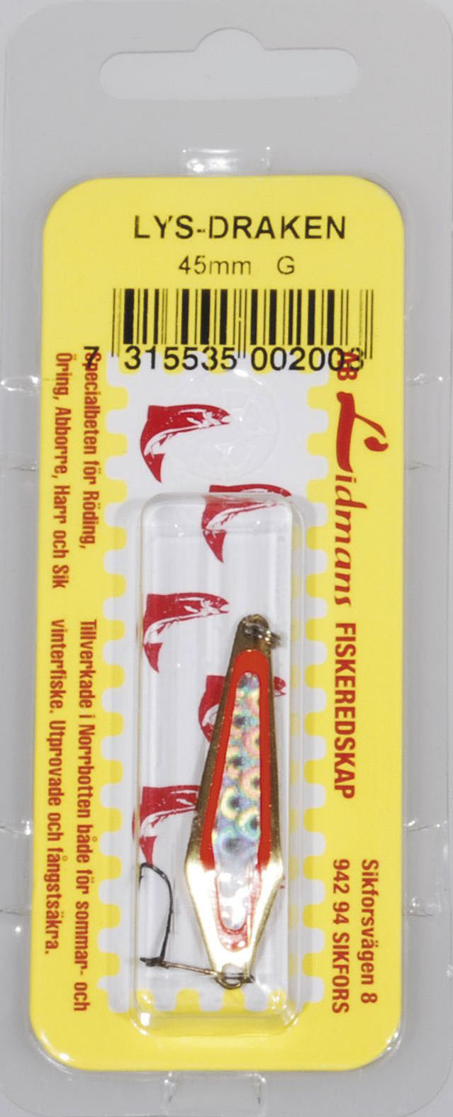 Lidmans Fiskeredskap Lys-Draken 5.5 cm [9 g] guld 1-pack