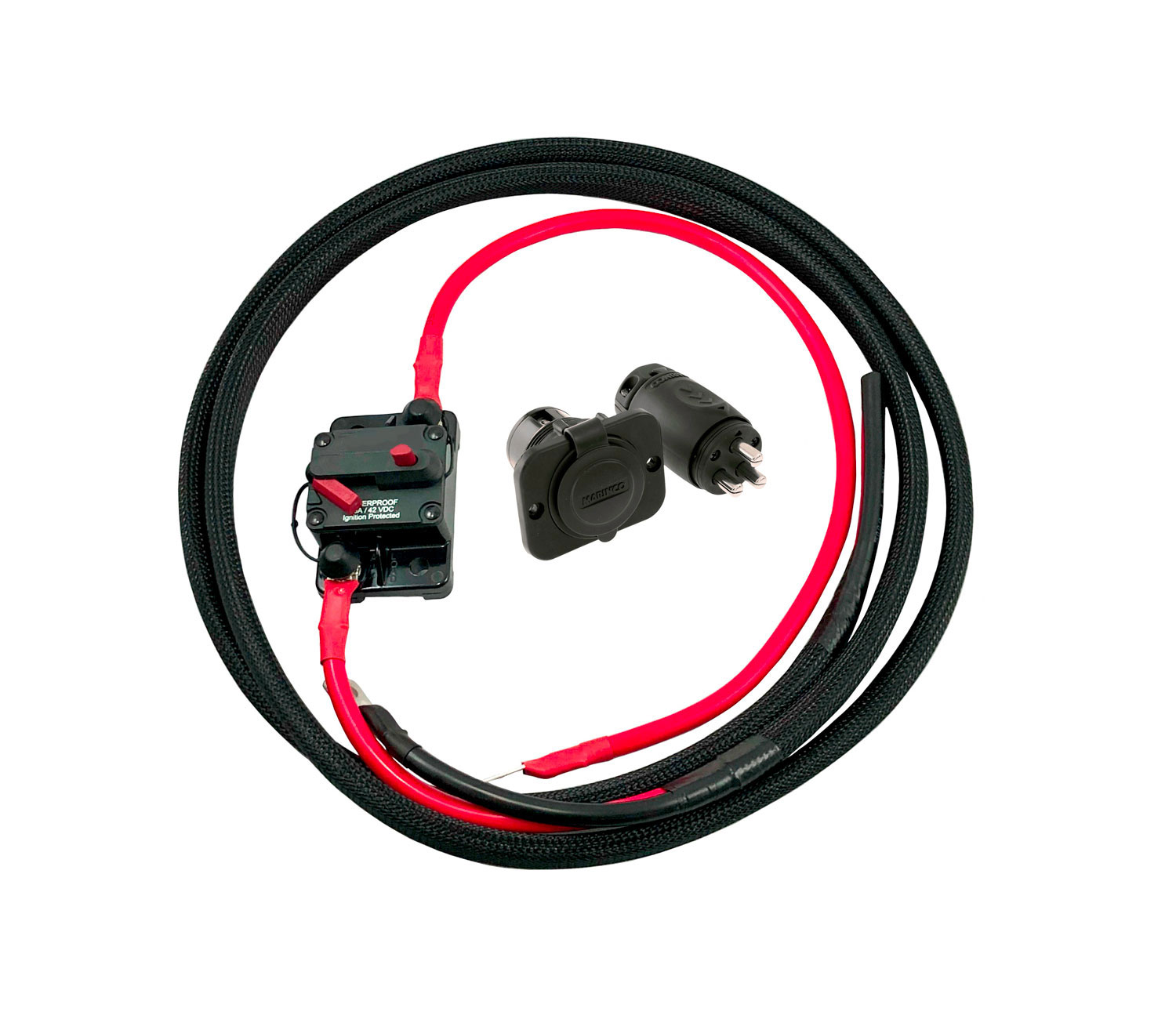 Oceanflex kabelsats Minn Kota elmotor (70A kontakt, 60A automatsäkring, kabel) 2x25 mm² x 6.5 m