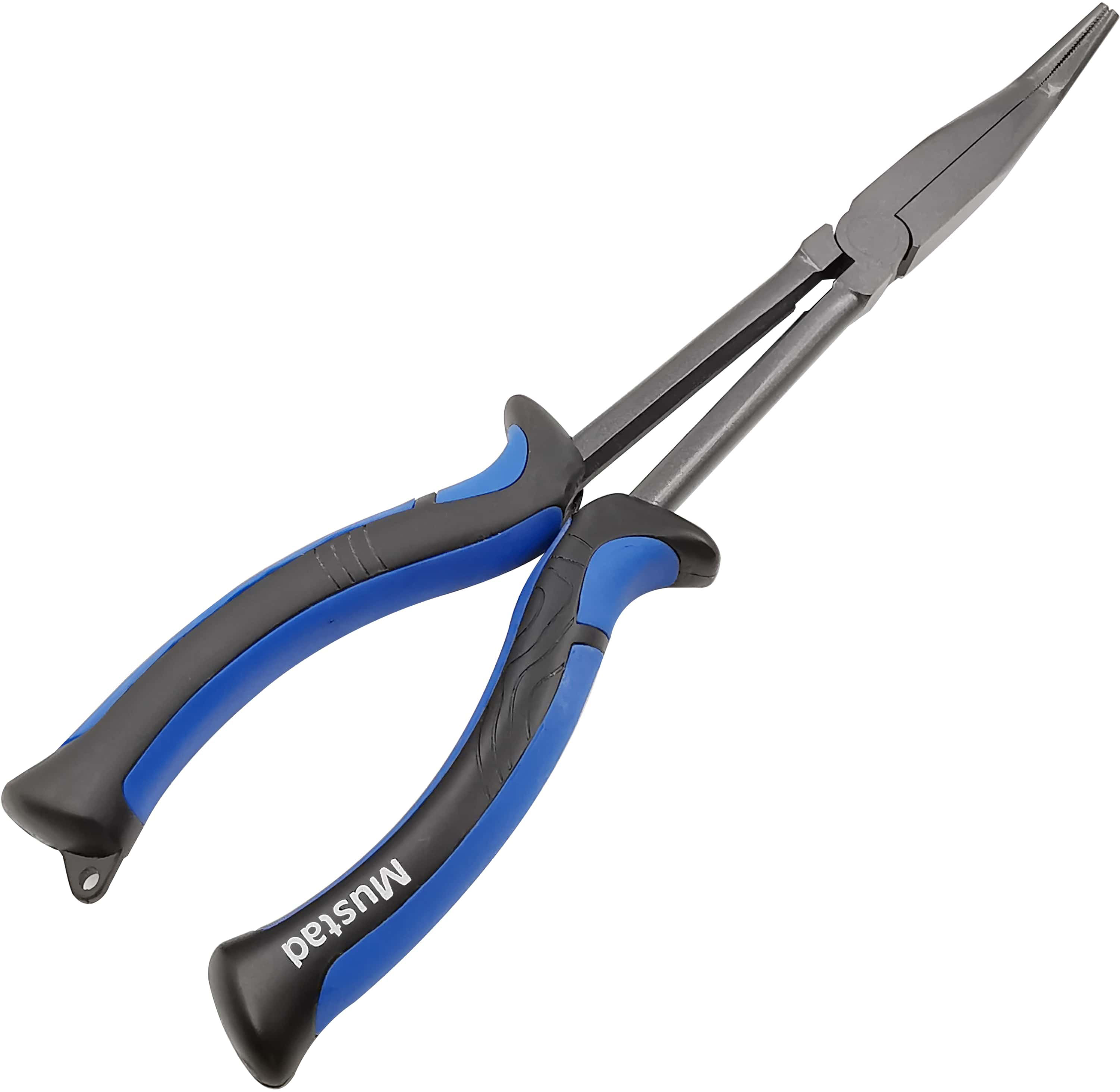 Mustad avkrokningstång med böjd nos 28 cm svart/blå