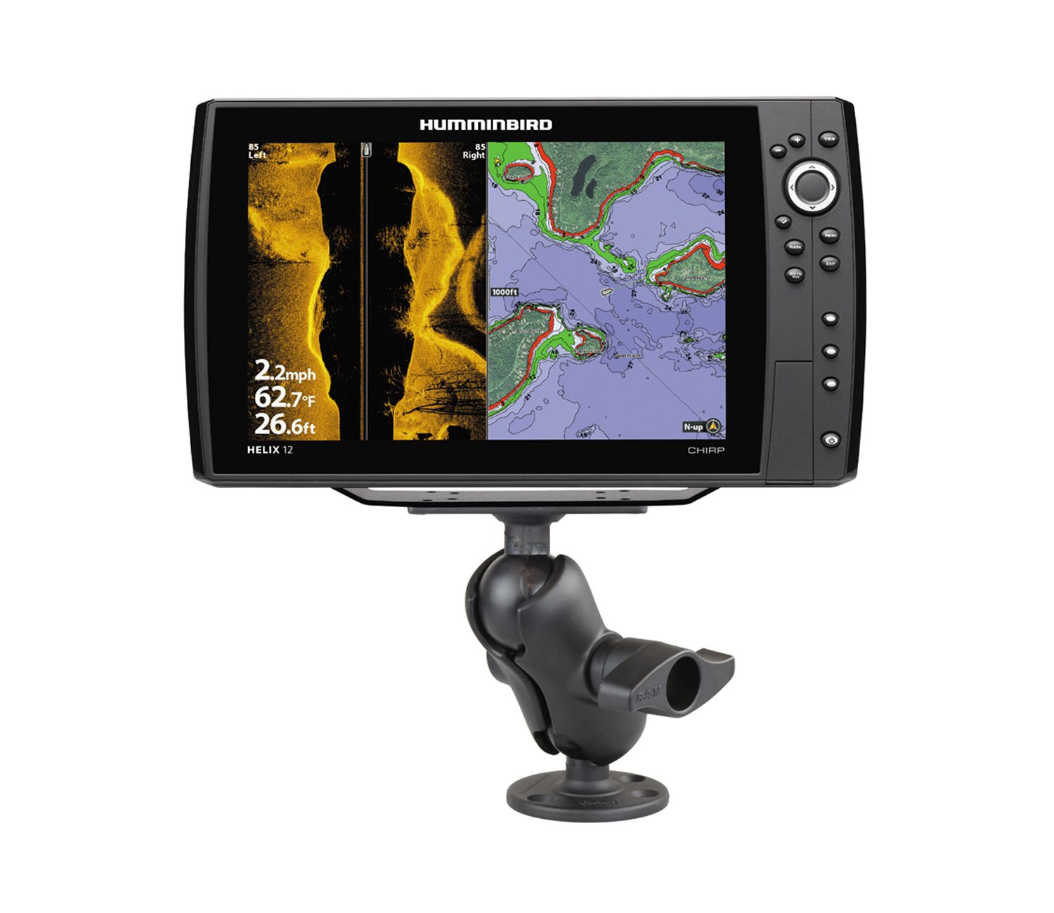 RAM Mounts Humminbird fäste med D-kula och 12 cm arm