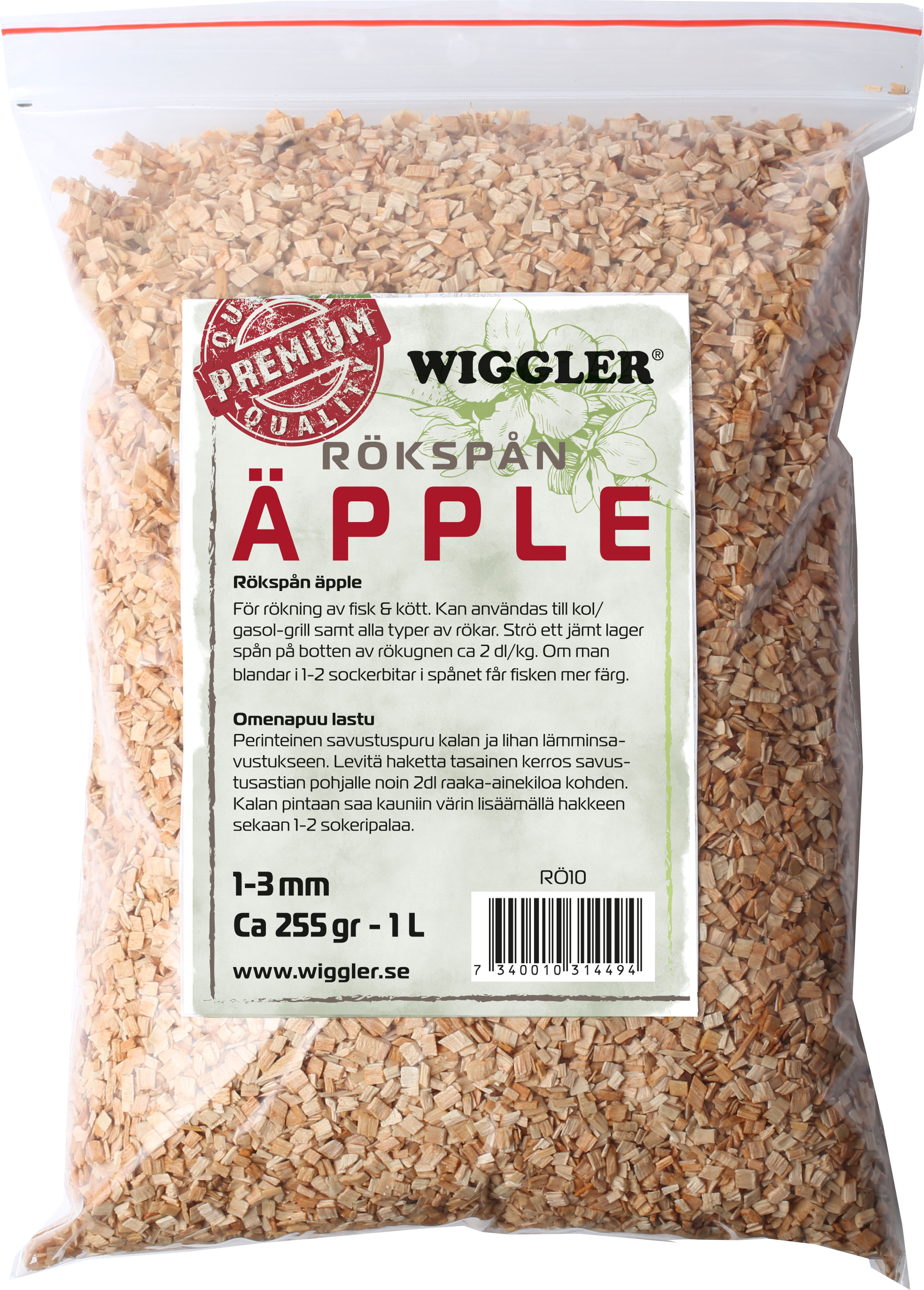 Wiggler rökspån (äpple] 255 g/1 liter