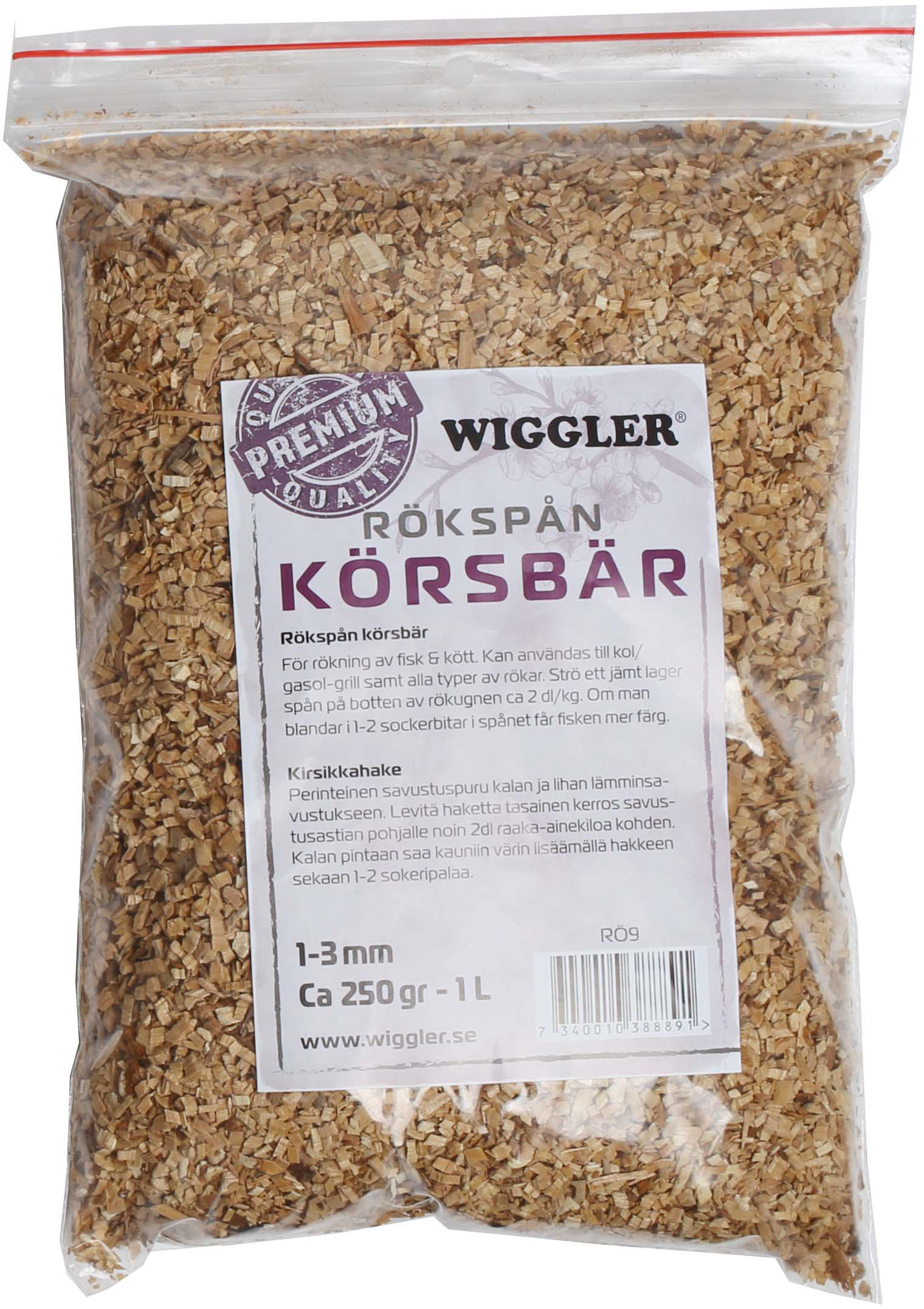 Wiggler rökspån (körsbär) 250 g/1 liter