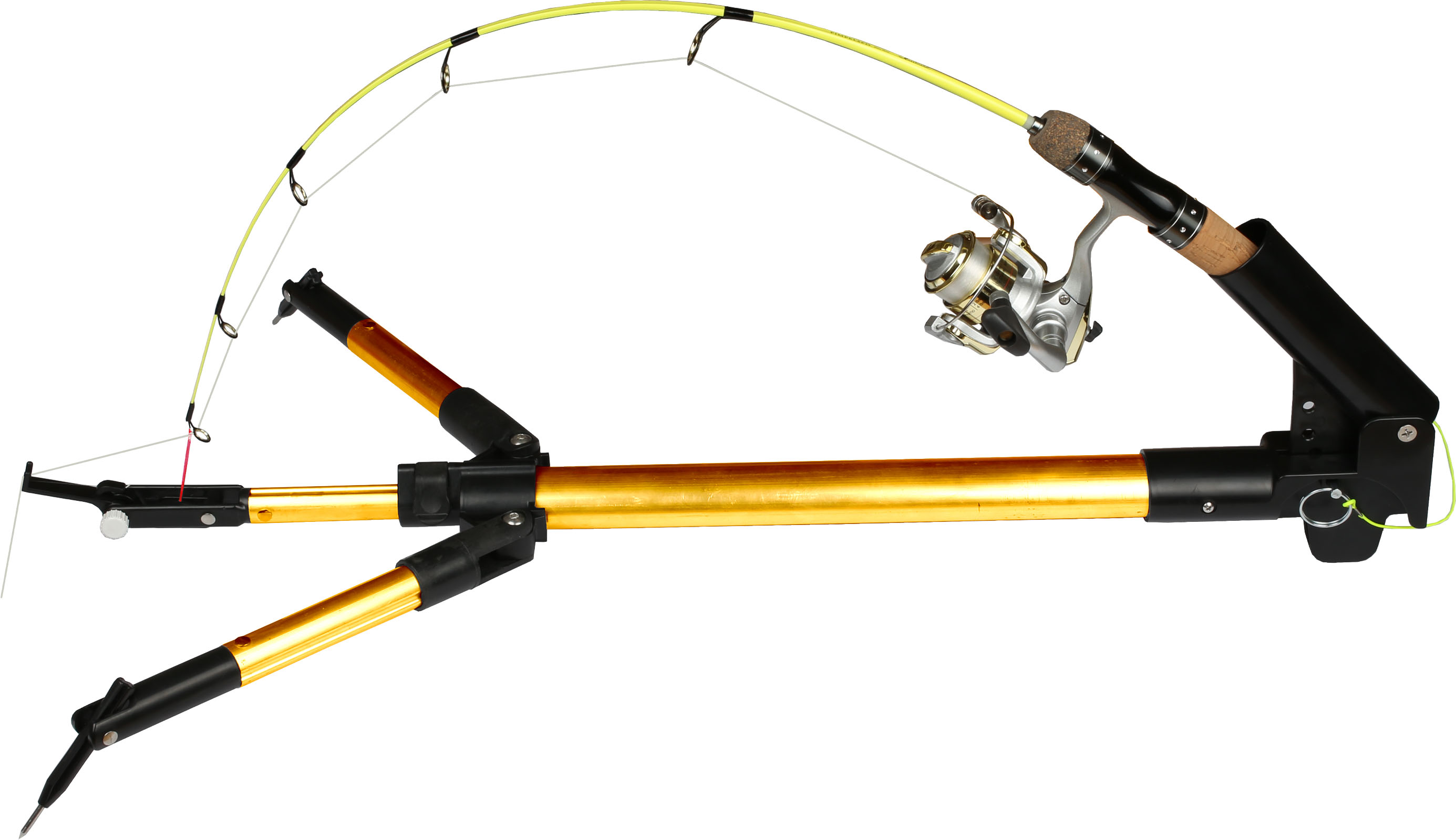 Wiggler Auto-Striker spöhållare med inbyggd linutlösare guld/svart