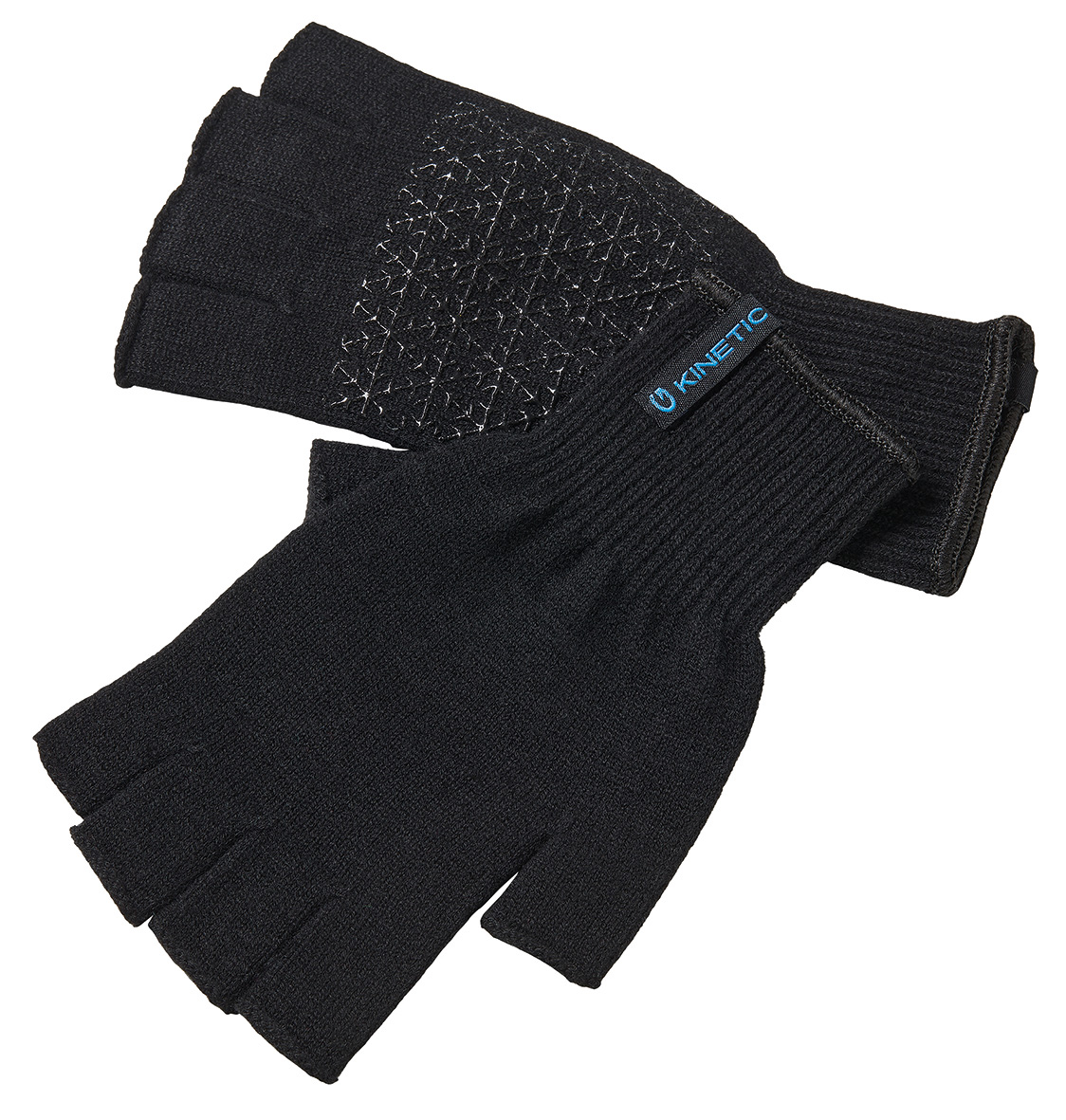 Kinetic Merino-ull kortfingerhandskar svart one-size