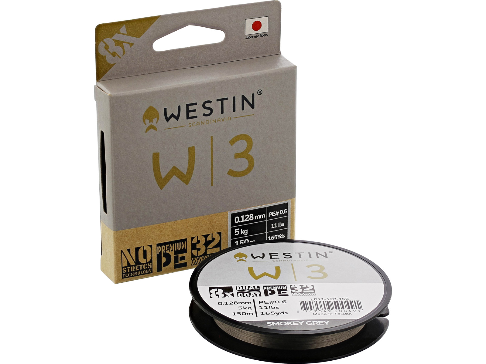Westin W3 flätlina smokey grey 0.100 mm x 150 m (3.5 kg/8 lb)
