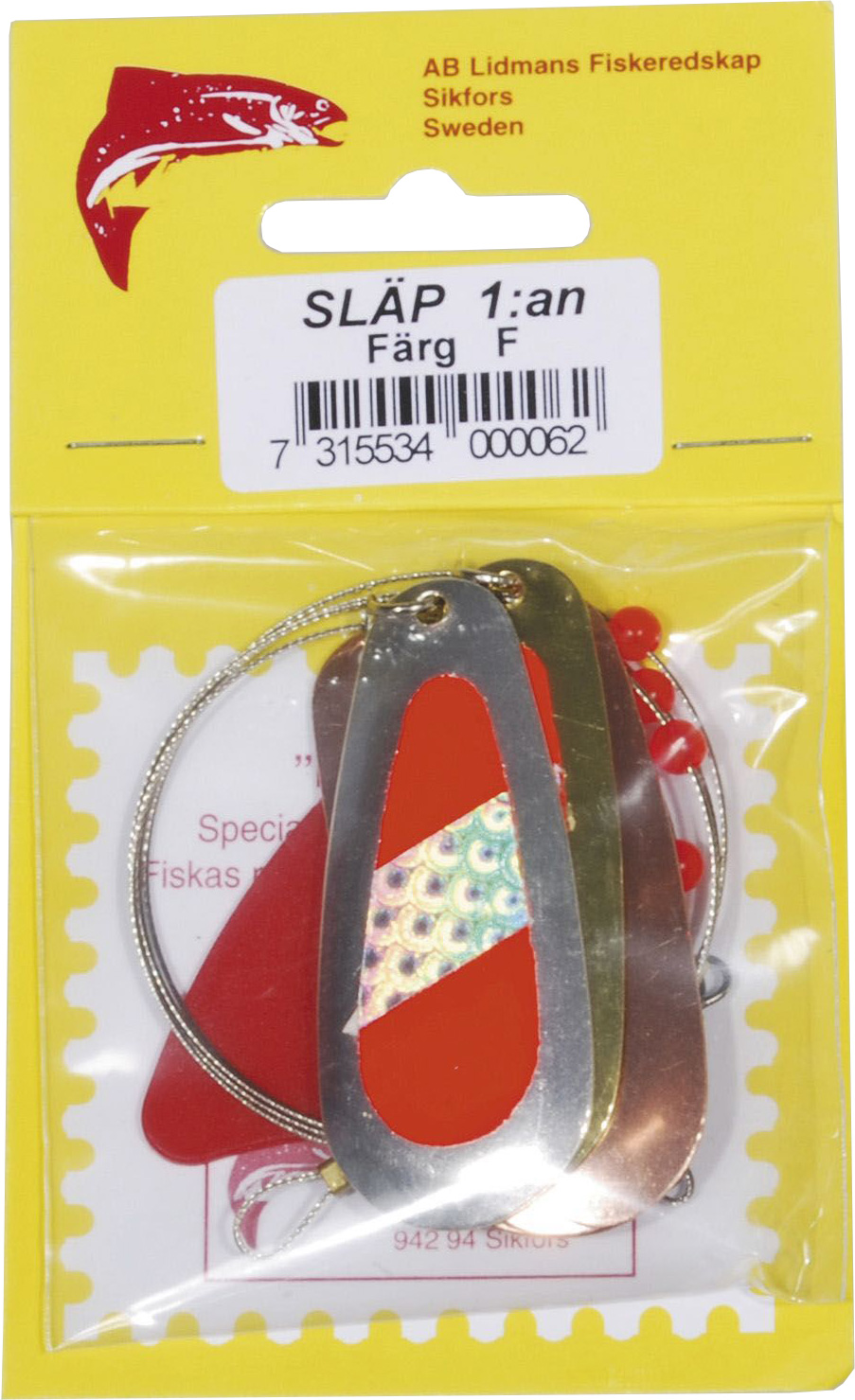 Lidmans Fiskeredskap Släp 1:an röd/silver (F) 1-pack