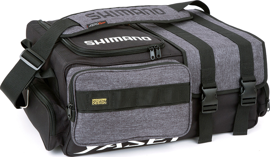 Shimano Yasei Carryall fiskeväska [inkl. 4 betesaskar] large grå/svart