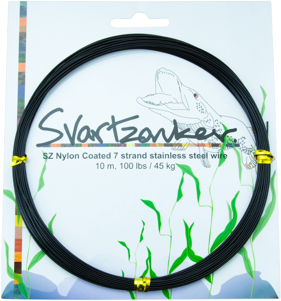 Svartzonker 7-Strand Nylon Coated wire 60 lb svart x 10 m