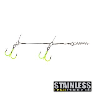 CWC Pro Stinger [Junior Tandem] with stainless steel wire & 1 hook uv chartreuse 