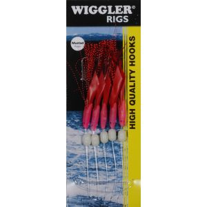 Wiggler Temter Rig med 3/0 krok röd 5-pack