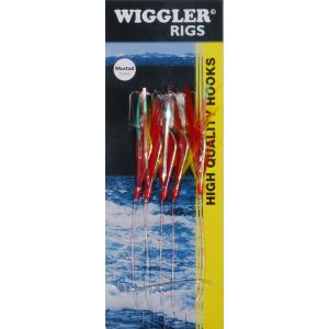 Wiggler Mackerel Feather med 3/0 krok röd/gul 5-pack