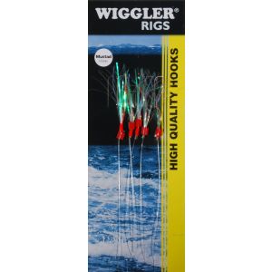 Wiggler Sillhäckla med 2 krok röd/grön/silver 5-pack