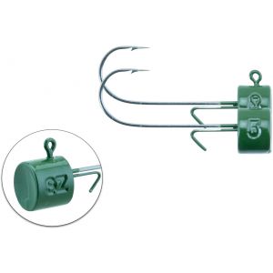 Svartzonker Ned Bismuth jiggskalle 5 g med 1/0 krok dark green 2-pack