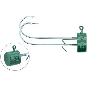 Svartzonker Ned Bismuth jiggskalle 5 g med 4/0 krok dark green 2-pack