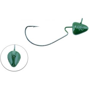 Svartzonker Offset Bismuth jiggskalle 10 g med 2/0 krok dark green 2-pack