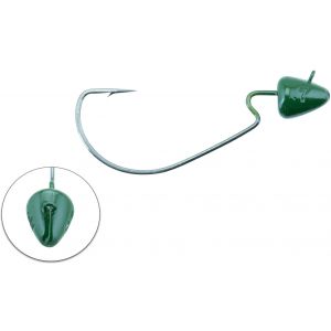 Svartzonker Offset Bismuth jiggskalle 7 g med 4/0 krok dark green 2-pack