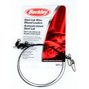 Berkley McMahon steel leader with Cross-Lok snap/swivel black 3-pack