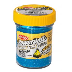 Berkley PowerBait Trout Dough Natural Glitter [50 g] (Garlic) blue glitter 1-pack