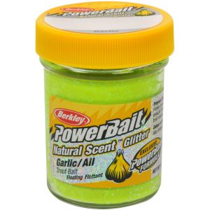 Berkley PowerBait Natural Glitter Trout Bait Garlic [50 g] chartreuse