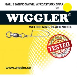 Wiggler Coastlock beteslås med kullagerlekande med lödd ring 9 kg stl. 0 svart 2-pack